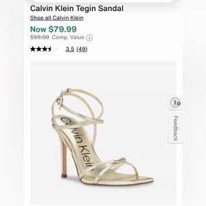 SOLD! Calvin Klein Tegin Gold Metallic Heels